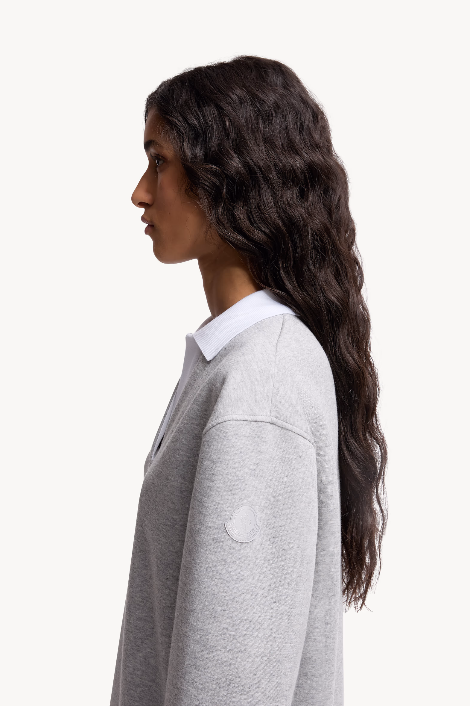 Pleated Cotton Blend Polo Dress Women Grey Moncler 4